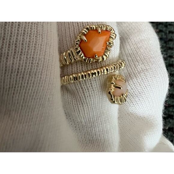 Kendra Scott Tessa Wrap Ring Gold Papaya Mother of Pearl - Picture 3 of 8